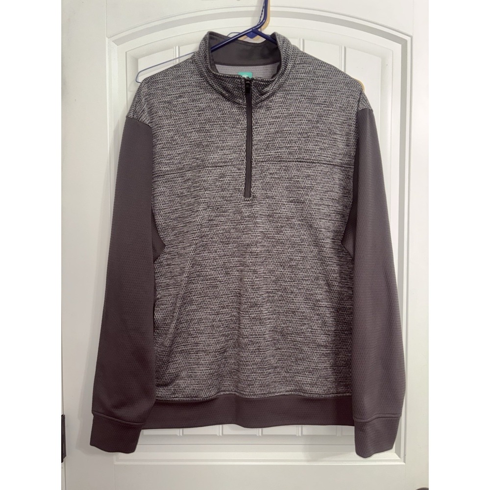 PRO TOUR Mens Size L Gray 1/4‎ ZIP Long Sleeve Pullover Golf Shirt Sweater